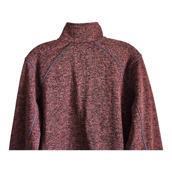 EDDIE BAUER Men M Sweater 1/4 Zip Rust Black Heathered Mock Neck Logo Chest 42" - Picture 8 of 9